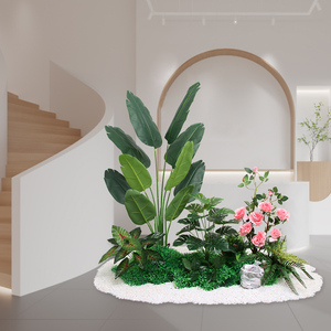 仿真绿植室内楼梯下旅人蕉造景仿真树仿生植物盆栽落地景观散尾葵