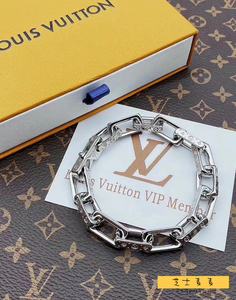 正品代购lv路易威登手链男款手链金属链条古巴链七夕送礼