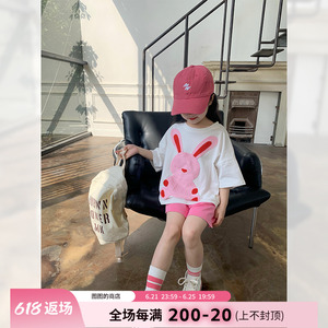 女童T恤衫2024夏装新款儿童韩版卡通短袖童装休闲打底衫宝宝上衣