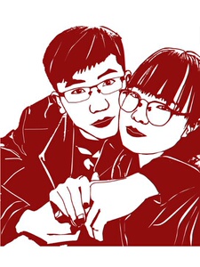 婚纱剪纸情侣剪纸延安特色送礼佳品私人定制结婚礼物山陕北手工剪