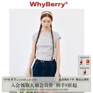 WhyBerry 24SS“风铃恋歌”蝴蝶结绣花T恤显瘦收腰短袖碎花短上衣