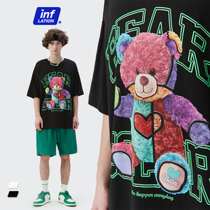 nasa短袖t恤男联名小熊衣服印花ins潮流宽松百搭夏季纯棉潮牌男装