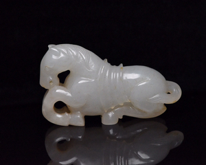 唐宋古玉和田白玉和田玉马手把件摆件