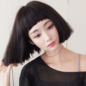 cos假发女不规则狗啃刘海短直发假发韩国帅气齐刘海bobo短发假发