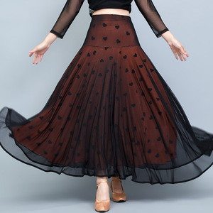拉丁舞半身裙高腰大摆跳舞长裙摩登国标交谊广场舞华尔兹三步踩裙