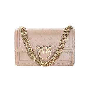 pinko/燕子包2020新款印花小号压花链条黑