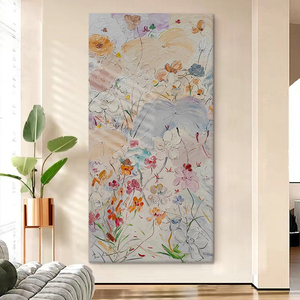 客厅花卉肌理画抽象奶油风手绘装饰画入户玄关艺术挂画高级感壁画