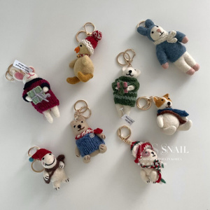 韩国东大门代购手工制羊毛毡可爱萌萌哒小动物圣诞钥匙扣包包挂件
