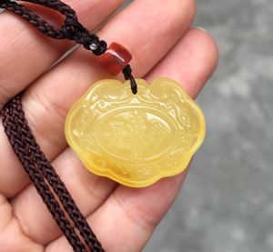 志趣相投 天然琥珀蜜蜡 吊坠 宝宝锁  如意锁  长命富贵锁