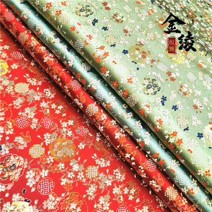 日本进口和风布织锦缎面料西阵织金襕织物石竹小花钢包邮娃娃衣布