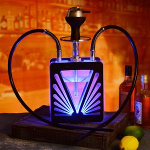 阿拉伯水烟双管带灯烟壶酒吧ktv大烟雾水烟壶果味hookah shisha