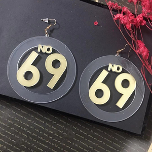 1164透明圆圈数字69号欧美夜店酒吧夸张大耳环钉针银钩