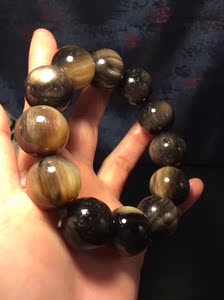 北山圆珠羊角佛珠手链手串20mm2厘米单圈14mm16mm18mm黑色佛珠