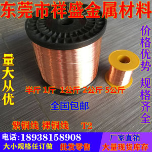 T2紫铜丝 紫铜线 红铜丝 导电铜线 裸铜线 铜丝0.5 0.8 1 2 3 4 5