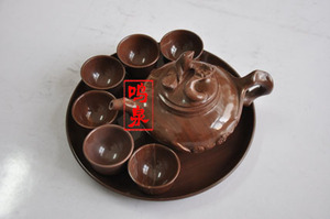 鸣泉石壶木鱼石茶G具大容量茶壶木鱼石壶具木鱼石茶碗，梅花枝壶