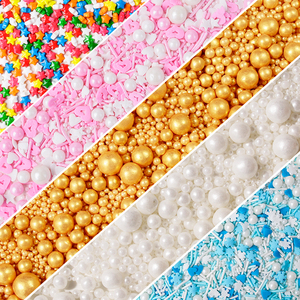 可食用糖珠 生日蛋糕装饰摆件金珠银珠珍珠糖彩色网红烘焙材料