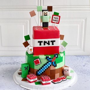 v cake 我的世界 minecraft 6英寸鲜奶方形翻糖蛋糕 个性定制