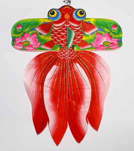 潍坊风筝大号传统手工手绘精品自制荷花金鱼礼盒装饰节庆礼品包邮