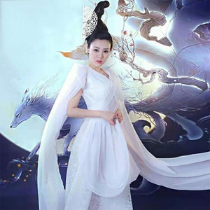 出租影楼白色飘逸丘狐传说娜扎同款仙女狐妖狐仙白蛇嫦娥古装服装