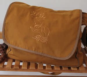 相牌觉牌僧包帆布居士袋佛教用品挎包黄色翻盖大挎包