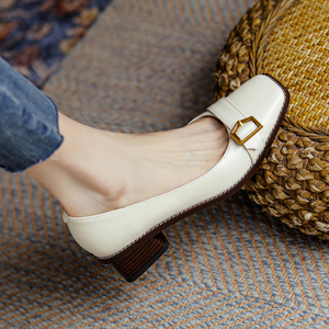 韩版百搭2022新款单鞋搭扣蛋卷鞋方头软面软底瓢鞋女徐茂昌8030198