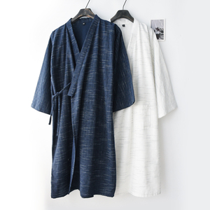 日式系绳和服睡袍男士春夏季纯棉提花薄款宽松透气汗蒸家居服睡衣
