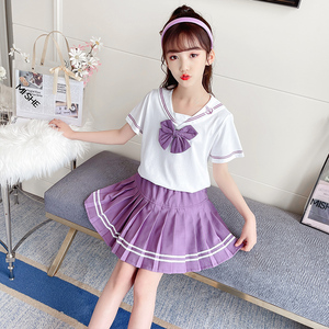 制服裙水手服2022夏装学院新款女童jk套装风女生小学生裙子中大童
