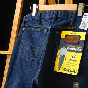 阿瞳牛社 正品wrangler/威格脱浆蓝色牛仔裤男士宽松直筒长裤春秋