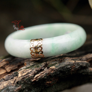 【静尘轩】金镶飘绿翡翠镯子/手镯内径57,证书号6912095199