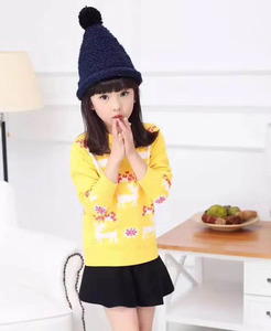外贸原单女童毛衣 双层羊毛衫(无吊牌)超细毛线双层双面 黄色