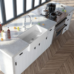 30英寸家用岛台陶瓷水槽厨房洗菜盆洗碗池加厚白色单槽农舍