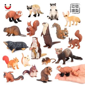 18款仿真动物模型松鼠鼹鼠浣熊红熊猫河獭水獭树袋鼠雪貂摆件玩具