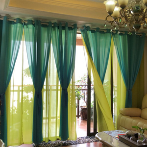 定制东南亚风情纯色双层纱阳台飘窗餐厅书房客厅雪纺纱双层窗帘