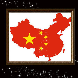 5d儿童钻石画满钻五星红旗红色中国地图点钻十字绣学生手工贴钻画