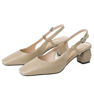 网红包头小ck凉鞋女仙女风粗跟方头后空单鞋搭配裙