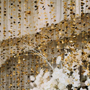 金色银色圆形定位珠片亮片串婚礼舞台节日生日派对背景挂饰道具