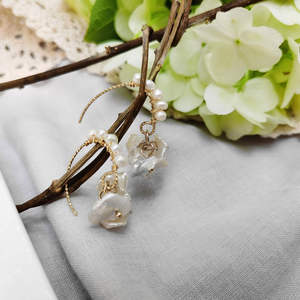 LilyLee原创法式复古FloralB巴洛克珍珠美国14K包金绕线手工耳环