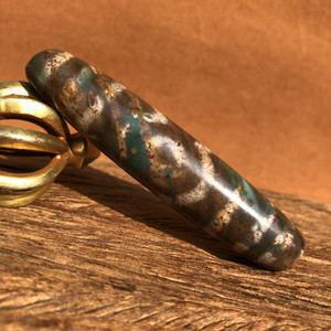 西藏象雄天珠 藏传莲花三眼天珠 天然朱砂真品九眼页岩天降石天珠