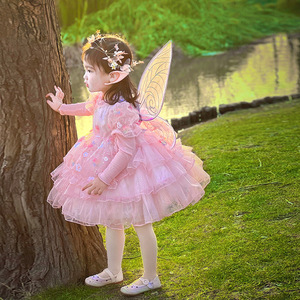 韩国公主裙女童连衣裙夏季精灵翅膀小童周岁女宝宝礼服小仙女夏天