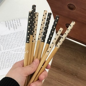 高档波点竹制筷子一家三口家用竹筷套装一人一筷24cm木筷家庭分餐
