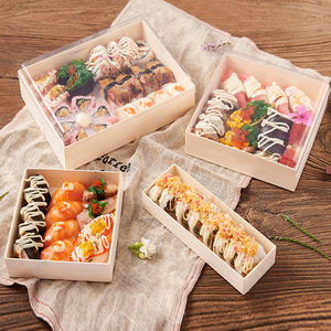壽司沙拉包裝盒烘焙面包蛋黃酥打包盒月餅綠豆糕雪媚娘輕食木制盒