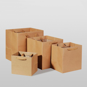 手提加厚牛皮纸袋 婚庆礼品定制立体方袋 一次性零食茶叶包装袋子