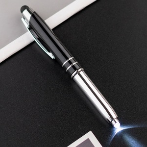 VAXS/万实 带灯发光圆珠笔 金属触屏灯笔 按动LED电容笔 带照明笔