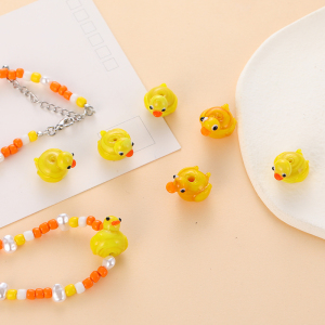 琉璃鸭子小黄鸭珠子动物散珠手工diy串珠手链项链材料饰品配件