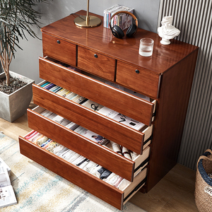 五斗柜实木卧室靠墙抽屉式收纳柜客厅大柜子储物柜轻奢五斗橱带锁