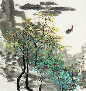 苏石匠藏/国画古玩字画山水画.黄云鸿.三尺斗方精品13010933