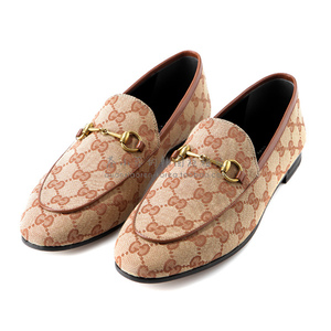 gucci女鞋 古奇新款 gg印花 帆布面 古驰乐福鞋代购 女士休闲鞋