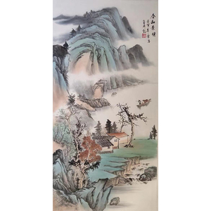 手画山水画国画客厅玄关挂画手绘真迹字画书画作品画芯竖幅画心