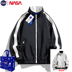NASA双面穿夹克男女春秋季潮牌ins港风情侣运动防风立领大码外套