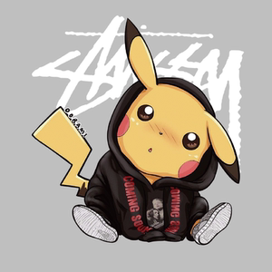 日漫潮牌斯图西联名可爱皮卡丘热转印烫画衣服上的图案贴补丁布贴